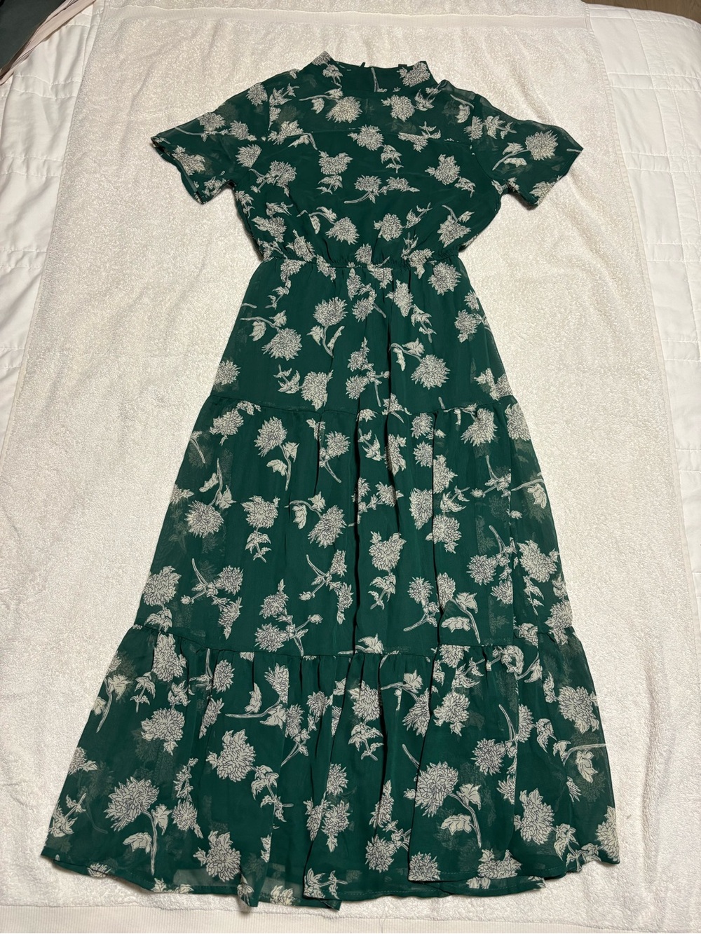 Lulu's Dark Green Floral Tiered Maxi Dress